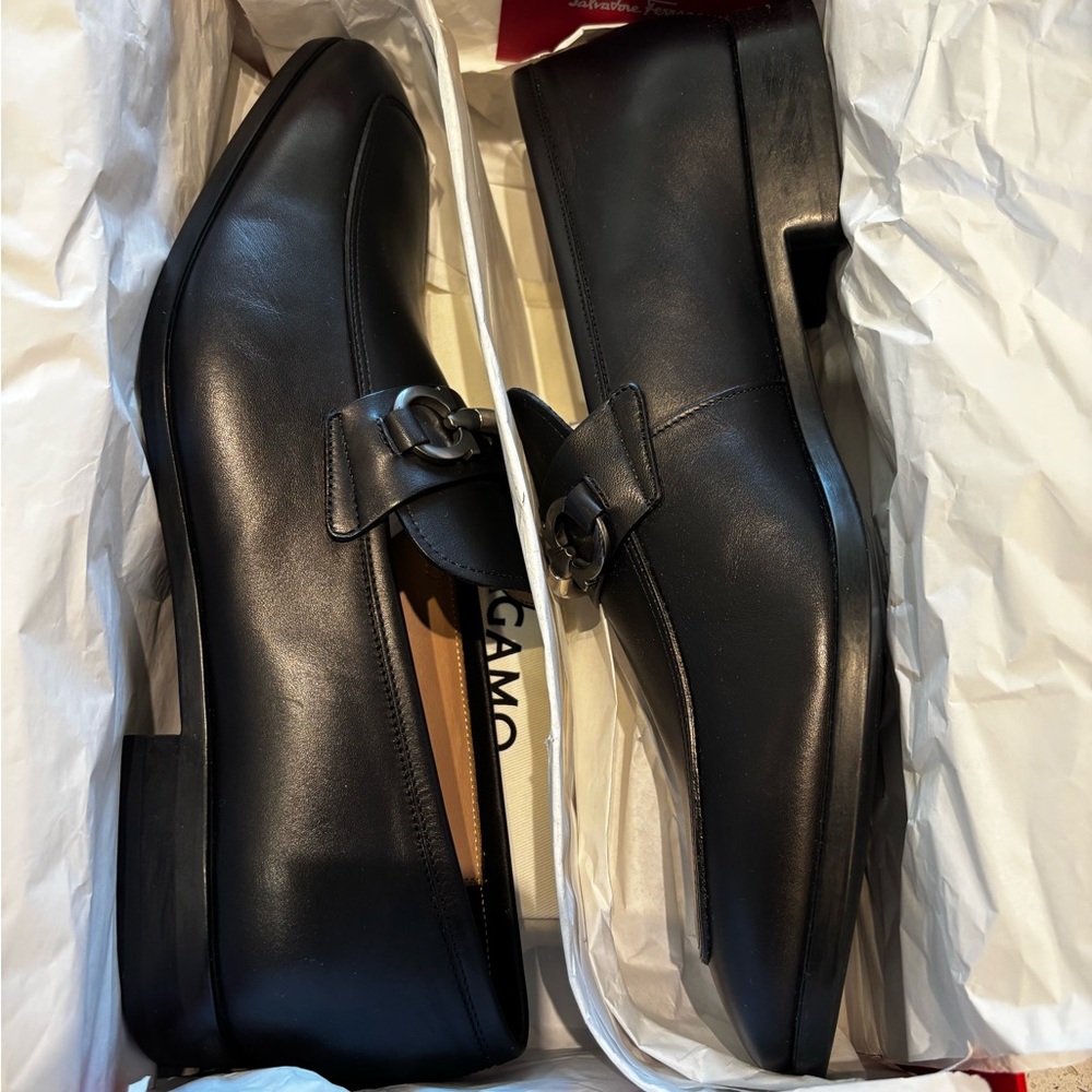 NWT Salvatore Ferragamo "Benford" in Black Calf Leather Bit Loafers - Picture 6 of 8
